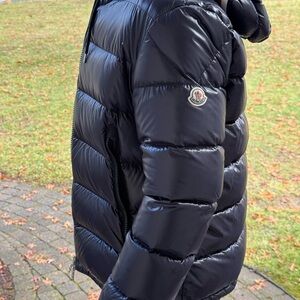 Moncler Shiny Navy Puffer Jacket